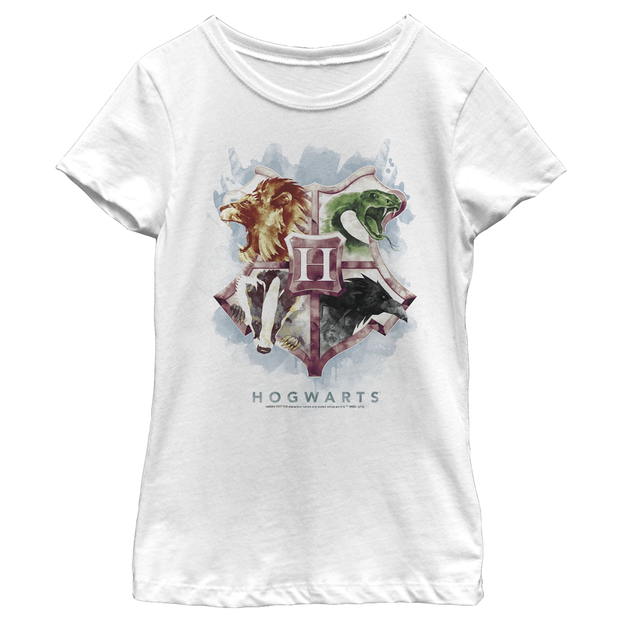 Girl's Harry Potter Hogwarts Watercolor Symbols  Graphic Tee White X Large