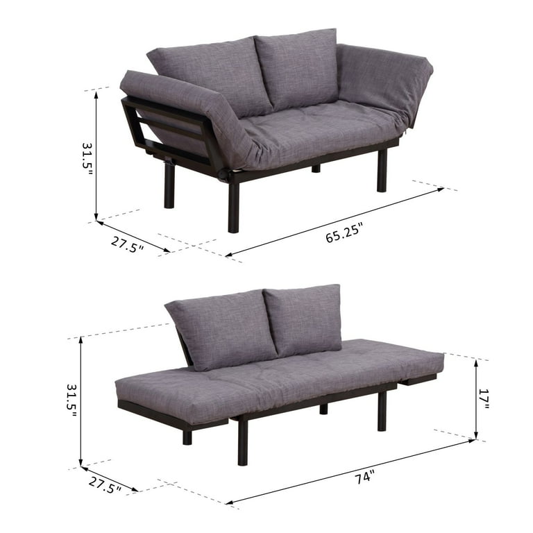 HOMCOM Single Person 3 Position Convertible Couch Chaise Lounger Sofa Bed Walmart