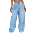 thumbnail image 5 of Quixlent Women's Wide Leg Jeans High Waisted Stretchy Boyfriend Denim Pants Straight Leg Loose Baggy Jeans with Pockets, 5 of 8