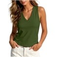 thumbnail image 2 of Women's Casual V-Neck Sleeveless Blouse - Solid Color Slim Fit Summer Top, 2 of 8