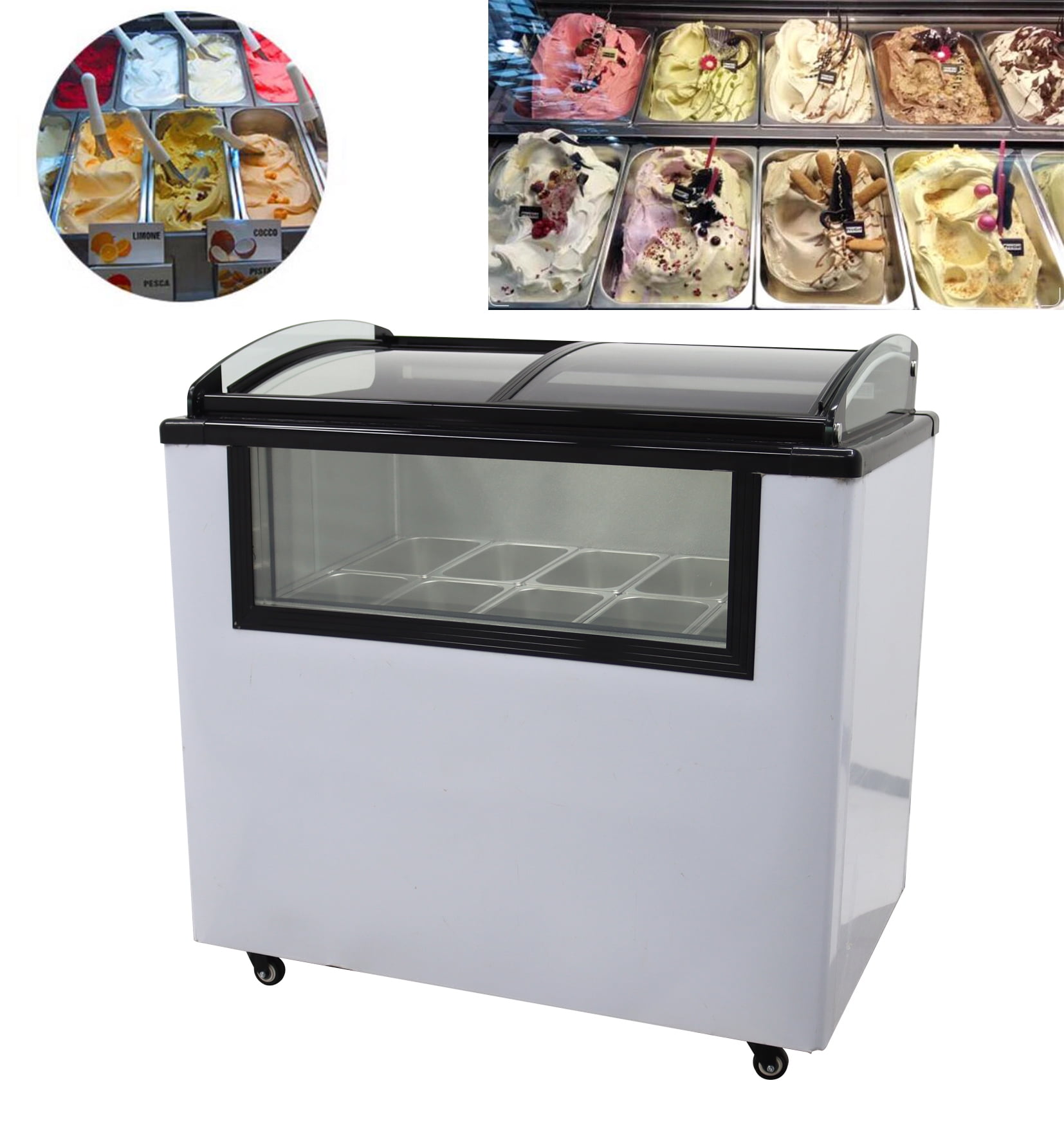 10 Pan Ice Cream Showcase Ice Cream Freezer Display Cabinet 136L