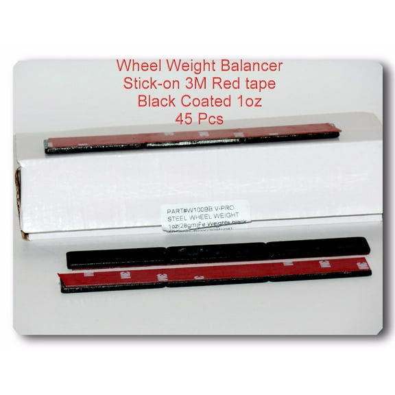 45 Pcs Stick on Self Adhesive Wheel Weight Balance 1oz Black Coated Red TAPE