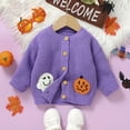 thumbnail image 2 of TOWED22 Baby Girls Sweater Toddler Knit Cardigan Kids Long Sleeve Cardigan Infant Crewneck Coat Fall Winter(Purple,6-9 M), 2 of 8