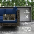 thumbnail image 6 of 7 Piece Wicker Patio Furniture Set, Modular Outdoor Sectional with Thickened Cushions, Acacia Wood Table, Brown/Blue, 6 of 11