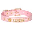 thumbnail image 3 of Pet Artist Personalized Dog Collar Bling Leather Custom Pet Name ID with Rhinestone Charms, 3 of 12