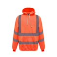 thumbnail image 1 of Men's Solid Color Reflective Hooded Sweatshirt Long Sleeve Sweater Top Loose Road Work High Visibility Pullover (Orange,XL), 1 of 4