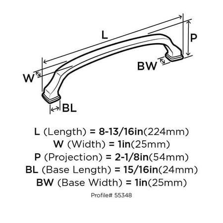 Amerock Bp55348 Revitalize 8" Center To Center Appliance Pull - Nickel