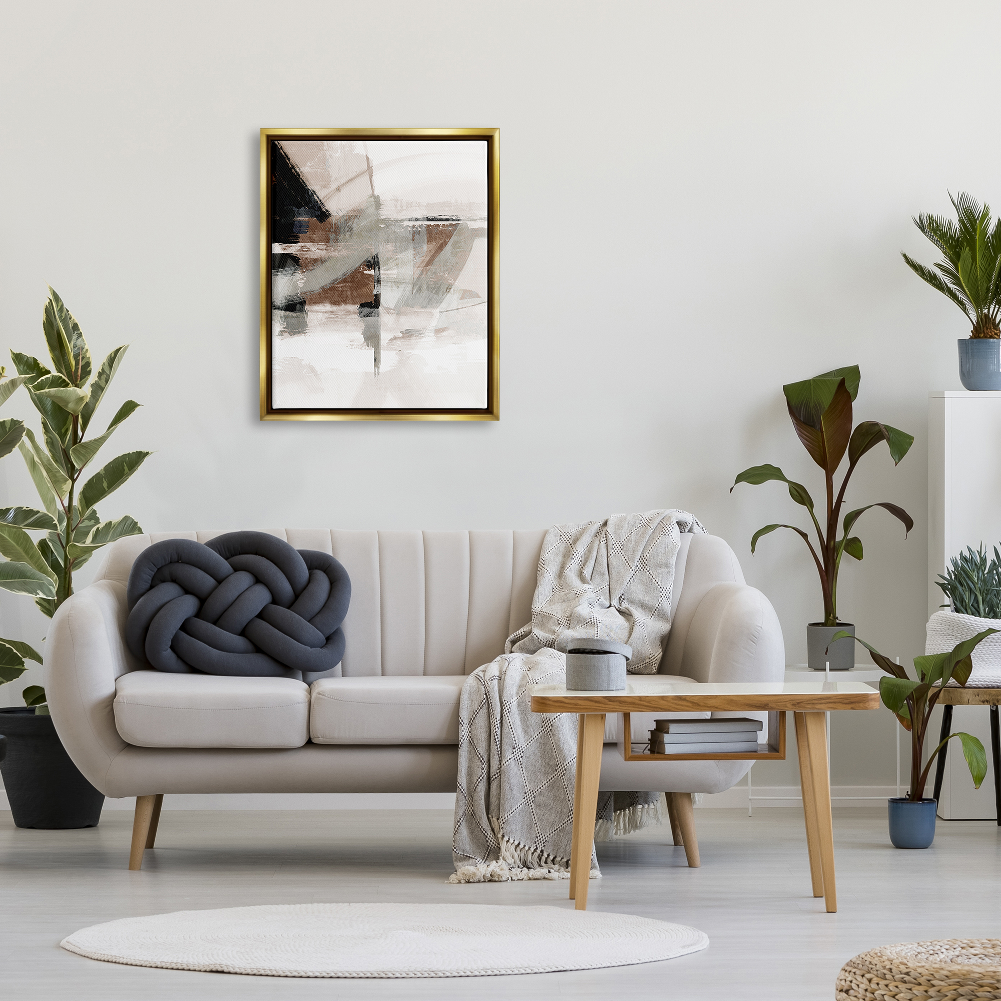 Stupell Urban Complex Industrial Abstract Abstract Painting Gold Floater Framed Art Print Wall Art