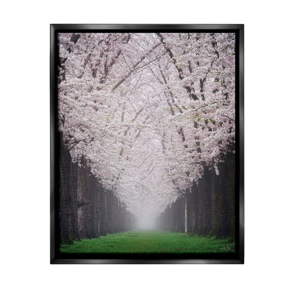 Stupell Industries Cherry Blossom Grove Landscape Photography Black Floater Framed Canvas Art Print Wall Art, 17 x 21