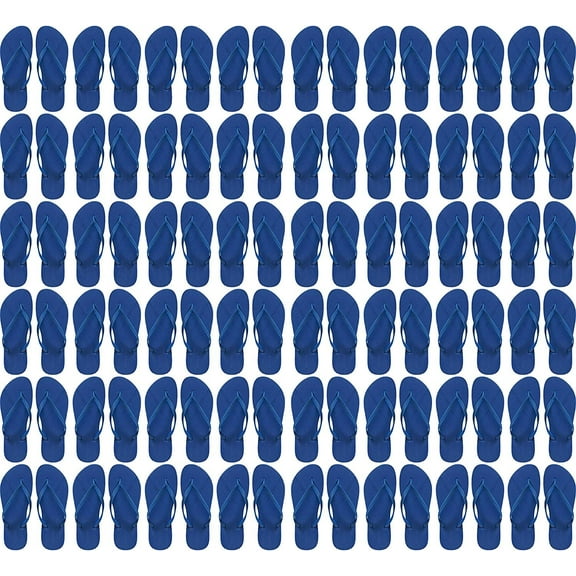 Wholesale Flip Flops, 48 Pairs White Black, Men Women Kids, Wedding, Beach, Pool Party, Bulk Pack Slippers (Navy Blue)