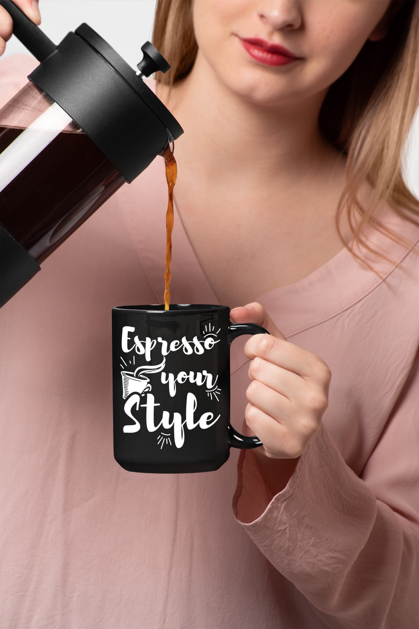 Espresso Your Style, a Caffeine Lover, Black 15oz Ceramic Mug