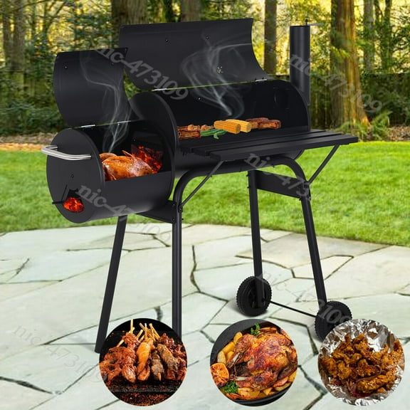 BBQ Grill Charcoal Offset Smoker Pit Outdoor Cooker Barbecue Tools Portable