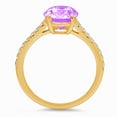thumbnail image 3 of 2.21 ct Oval Cut Natural Amethyst Solitaire with Simulated Diamond Accents 14K Yellow Gold Womens Engagement Ring, 3 of 4
