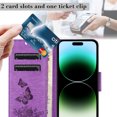 thumbnail image 2 of Allyteh Google Pixel 8 Pro Wallet Case, Premium PU Leather Butterfly Embossed Flip Stand Cards Holder Hand Wrist Wallet Case Cover for Google Pixel 8 Pro, Purple, 2 of 3
