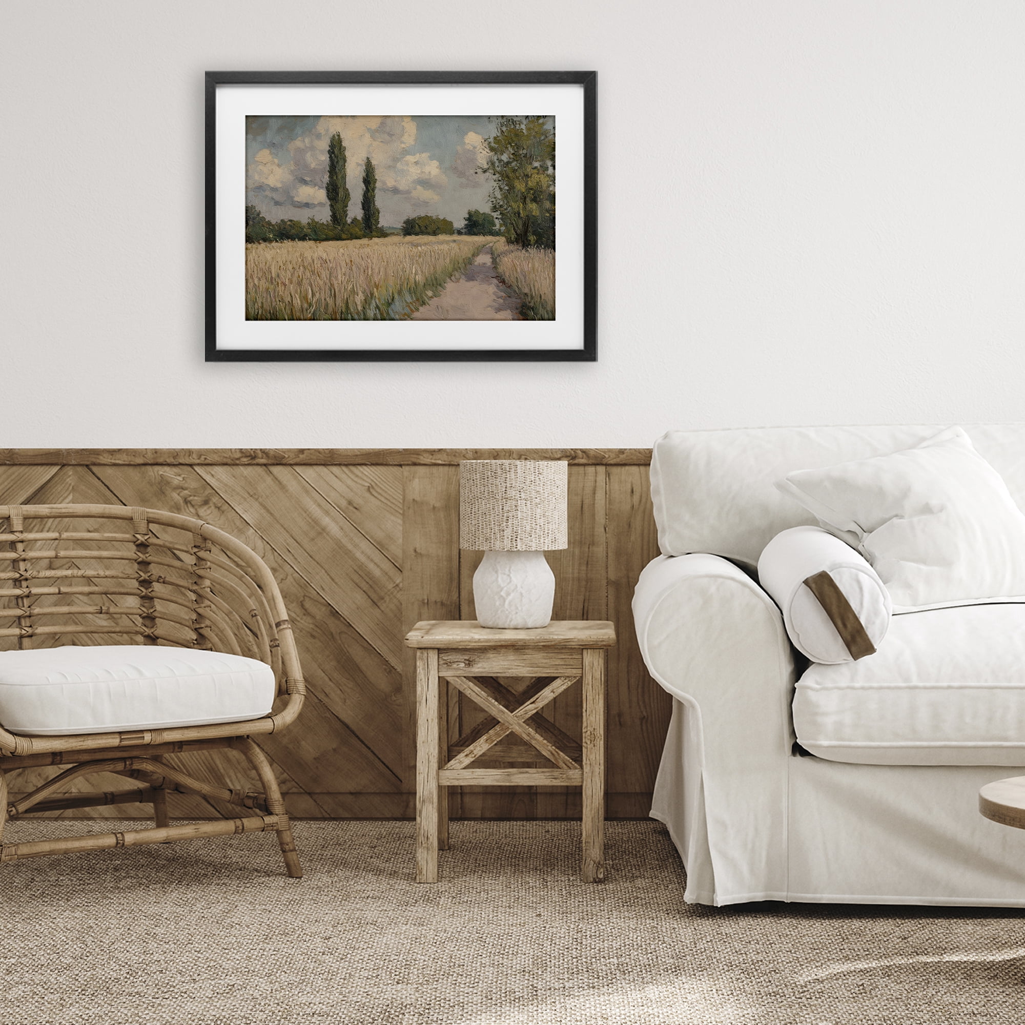 Stupell Industries Summer Path Between Poplars Black Framed Print Under Glass, design by Petal Prints Design