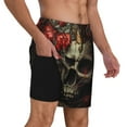 thumbnail image 2 of Yiaed Classical Rose Crown Skull Print Mens Swim Trunks Bathing Suit Compression Liner Beach Swim Shorts Swimwear Quick Dry Zipper Pocket No-Chafing Board Short-X-Large, 2 of 6