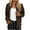 Coffee, variant on Women Suede Jacket Cropped Trench Coats Crewneck Outwear Zip Up Cardigan Faux Leather Peacoat Casual Long Sleeve Tops Vintage Clothes Open Front Coat Fall Fashion Clothing