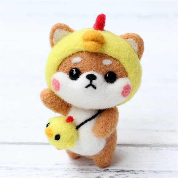 Oxodoi DIY Wool Felt Dog Kit,Cute Poke Wool Felts Craft Set,Needle Felting Starter Package for Adults and Teens,Handicraft Wool Art with Accessories