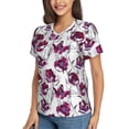 thumbnail image 2 of Xecao Tulips Flowers for Women's V-Neck T-Shirts-Elegant Half-Sleeve Tops Perfect for Summer-Medium, 2 of 5