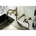 thumbnail image 2 of Kingston Brass KS1243AXBS Heritage Wall Mount Bridge Kitchen Faucet with Brass Spray, Antique Brass, 2 of 5