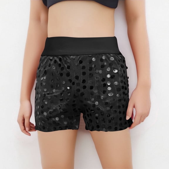 Juslio Girls Shorts Kids Casual Elastic Waist Sequin Shorts Breathable Stretchy Shorts Sizes 11