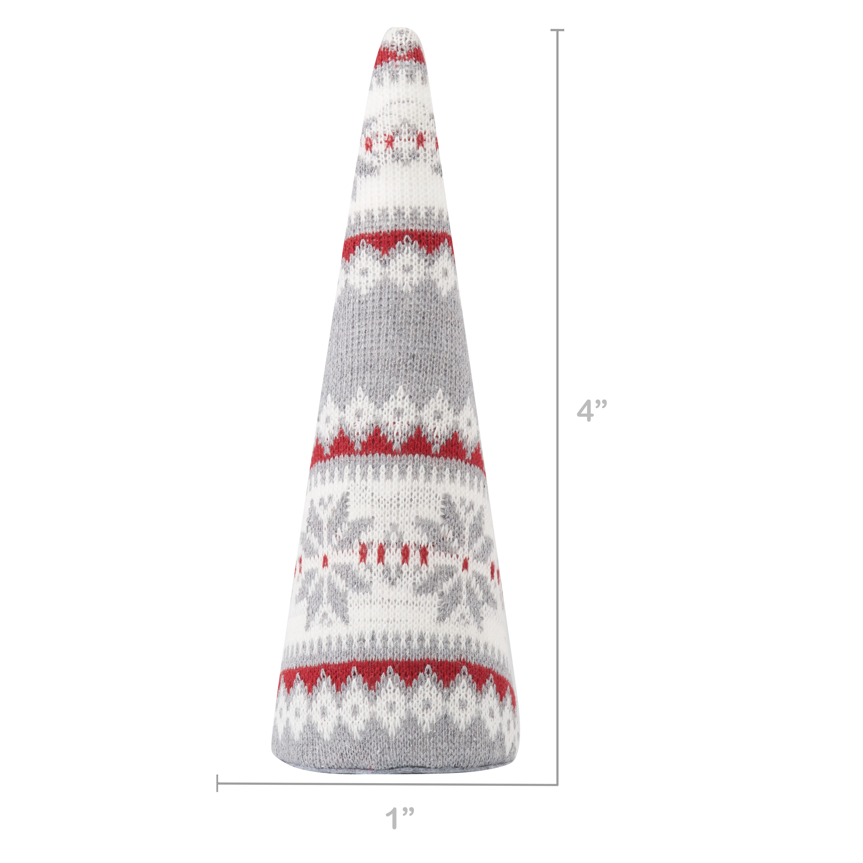 Holiday Time Fair Isle Cone Tree, Red, 4"