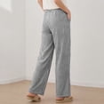 thumbnail image 6 of UAMVSH Women's Striped Casual Pants Comfy Elastic Waist Wide Leg Pants Fashion Loose Drawstring Lounge Trousers with Pockets, 6 of 6