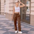 thumbnail image 6 of Womens Drawstring Sweatpants, High Waisted Lightweight Lounge Straight Leg Casual Pants with Pockets Coffee M, 6 of 8