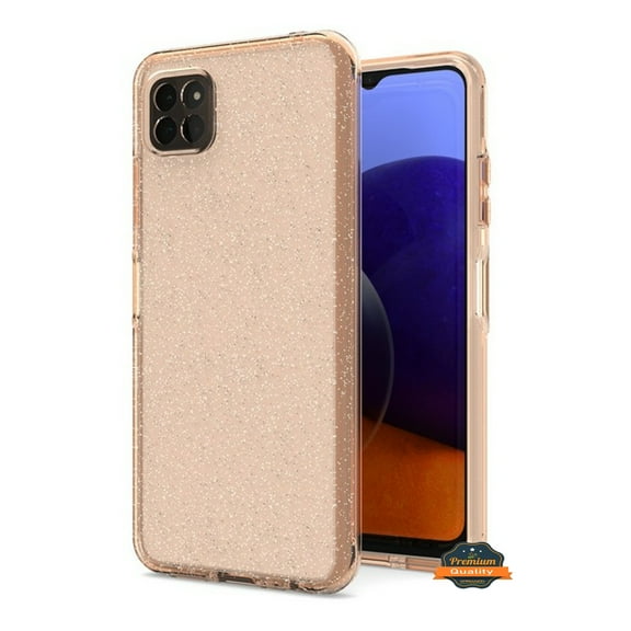 For Samsung Galaxy A22 5G Glitter Sparkle Bling Shiny Thin Ultra Slim Hybrid Shockproof Rubber Silicone TPU Protective Phone Case Cover by Xpression [Rose Gold]