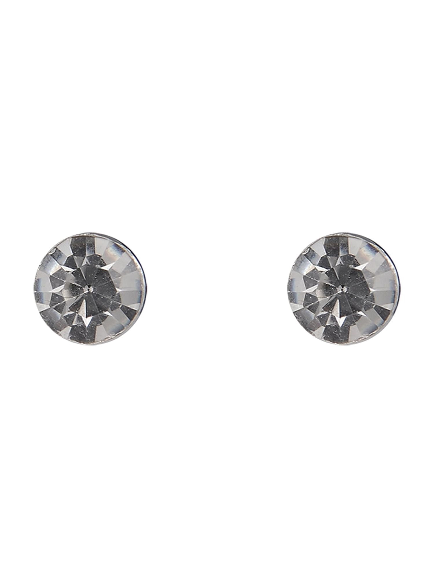 Time and Tru Silvertone 3-On Crystal Stud, Hoop, Initial "J" Earring Set