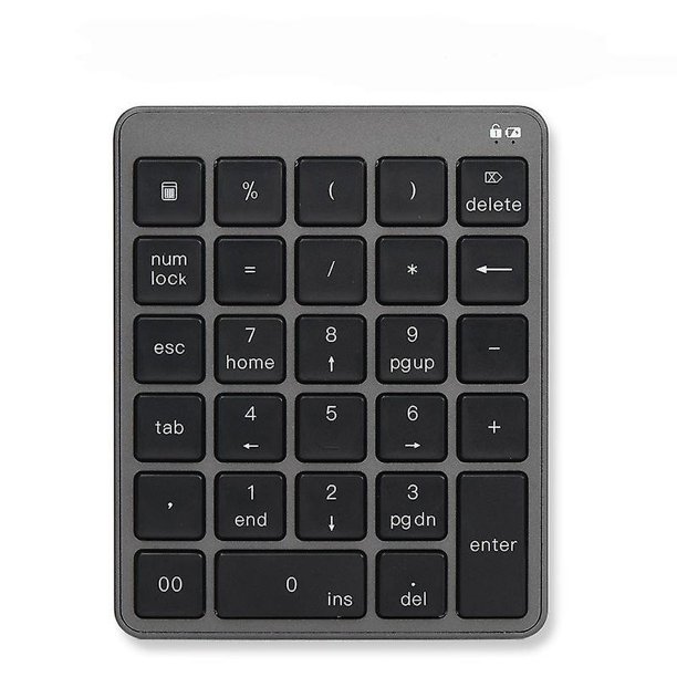 Teclado numérico Bluetooth de 28 teclas de aleación de aluminio, teclado portátil con divisor de concentrador USB para Ipad