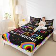 thumbnail image 4 of Manfei Happy Place Queen Sheet Sets,Cartoon Rainbow Flat Sheet,Colorful Heart Print Queen Fitted Sheet For Children,Breathable Home Decor,4 Pieces, 4 of 7