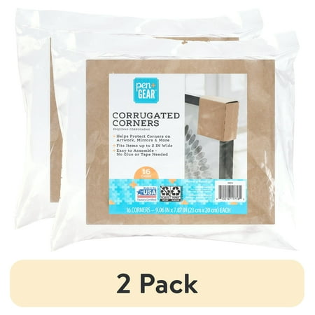 (2 pack) Pen+Gear Corrugated Corners, Corner Protection, Moving & Storage, 4" x 4", Kraft, 16 Count