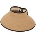 thumbnail image 1 of Sombreros de visera de ala ancha sombrero de playa de paja sombreros de cola de caballo para mujeres plegables, 1 of 5