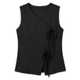 thumbnail image 5 of Outfmvch Vest Tops for Women Sleeveless Shirts Cotton Linen Button Down Vest for Women V Neck Linen Tops for Women Ladies Linen Vest Sleeveless Vest Women'S Vest Black M, 5 of 7