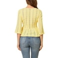 thumbnail image 3 of Allegra K Women's Peplum Top V Neck Long Sleeve Solid Lace Blouse, 3 of 6