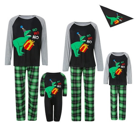 

SUNSIOM Family Matching Christmas Pajamas Set Holiday Dinosaur Letter Sleepwear Xmas PJS Set for Couples and Kids