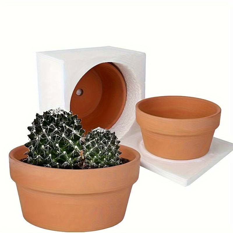 3 Sets, Shallow Terracotta Pots Plant Pots Clay Pottery Planter In Different Sizes(8.2inch/6.7inch/5.5inch) With Drainage Hole Cactus Succulent Flower Nursery Pots Great For Plants,Crafts
