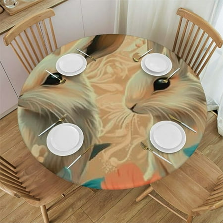 

Ullo0ord Vintage Rabbits Floral Round Tablecloth Polyester Waterproof Fabric Washable Table Cloth Tablecloth for Kitchen Party Picnic Holiday Valentine Wedding Decoration 31 -35