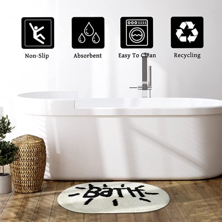 Round Bath Mat Bathroom Door With Word Pattern Funny And Cute Toilet Rug Non Slip Design Water Absorption 25 5 X17 Canada Round Bath Mat Bathroom Door With, 3 Round Bath Rug