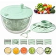 thumbnail image 5 of QOPR Salad Spinner Large, Vegetables Wash Bowl, Fruits & Herb Lettuce Spinner with 5 Blade Slicer Egg Yolk Strainer Shredder, Fruit Washing Bowl with Strainer, 4.25Qt,Green, 5 of 11