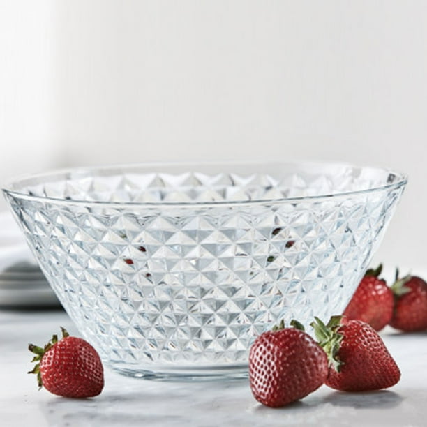 Glass Mixing Bowls for Kitchen, Large Round Salad Prep Bowls, Clear