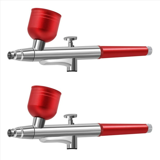2X Aerógrafo Portátil de Acción Única, Boquillas de 0,3 mm, Bolígrafo con Aerógrafo en Aerosol para Modelo, Pastel, Uñas, Pintura de Coche, Belleza, Inyección de Tinta, Rojo