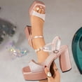 thumbnail image 5 of SACFOF Platform Sandals Women High Heels Fish Mouth Open Toe Platform Heels Chunky Heel Ankle Strap Wedding Party Dress Shoes, 5 of 6