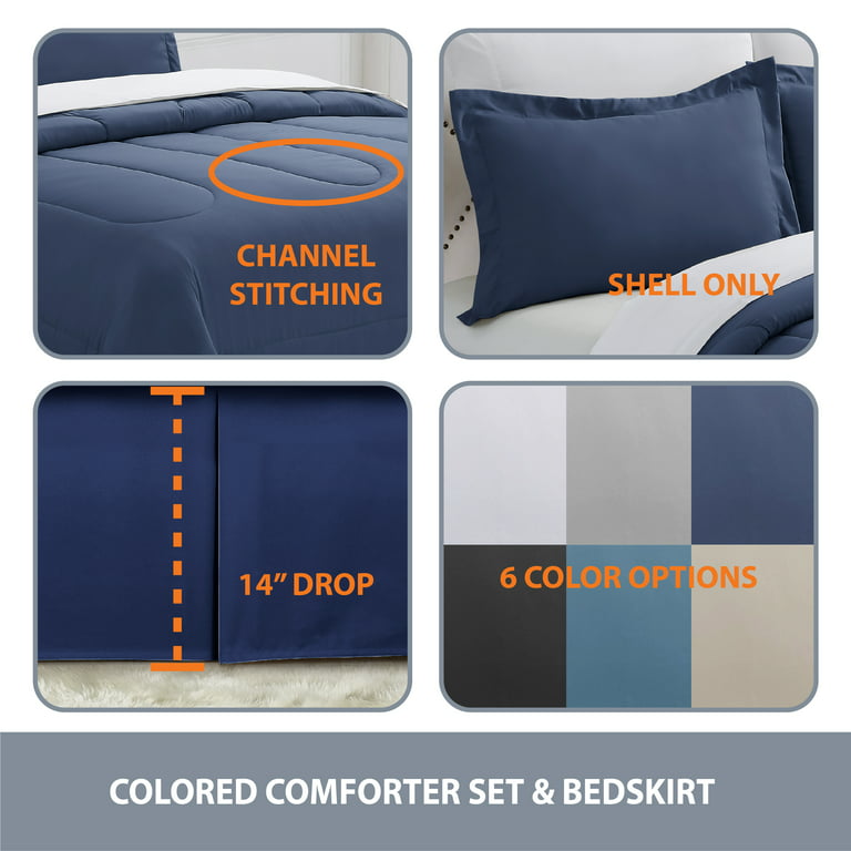 Bedsure Dorm Bedding Twin Comforter Set - 5 Pieces Pintuck Bed in A Bag  with Comforters, Sheets, Pillowcases & Shams