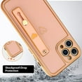 thumbnail image 2 of Designed for iPhone 11 Pro Max Case with Wrist Strap Loop Luxury Love Heart Plating Gold Bumper Phone Cover Wristband Kickstand Full Body Protective Slim Case for Women-Pink, 2 of 12