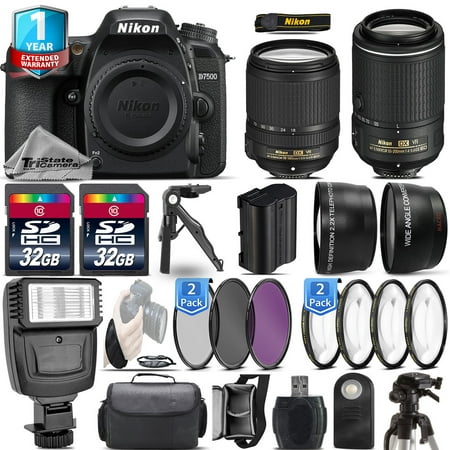 Image of Nikon D7500 Camera + AFS 18-140mm VR + 55-200mm VR II + Flash + 1yr Warranty