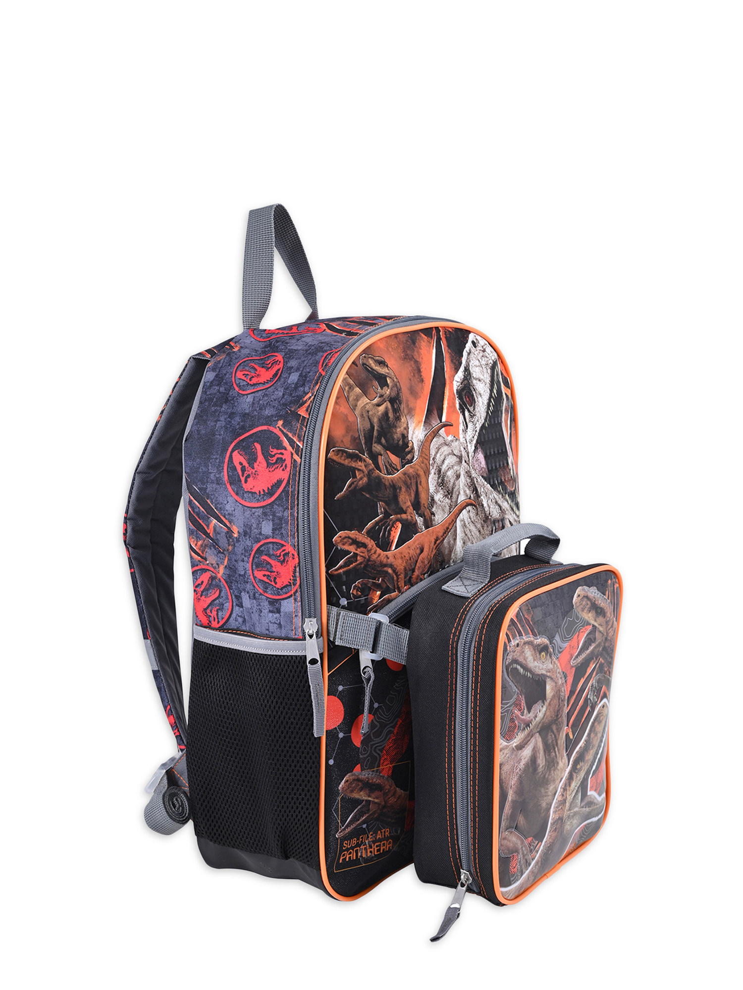 Universal Jurassic World Boys 17" Laptop Backpack 2-Piece Set with Lunch Bag, Black Orange - image 2 of 9