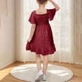 thumbnail image 6 of Girls Summer Dress Short Sleeve Girls Casual Dresses Smocked Embroidered Girls Beach Dresses for 8-9 Years Girls, 6 of 8