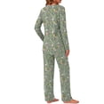 thumbnail image 4 of Weekease Long Sleeve Pajamas Set for Women V Neck Tops Wide Leg Pants 2 Piece Lounge Fall Sleepwear with Pockets, 4 of 7